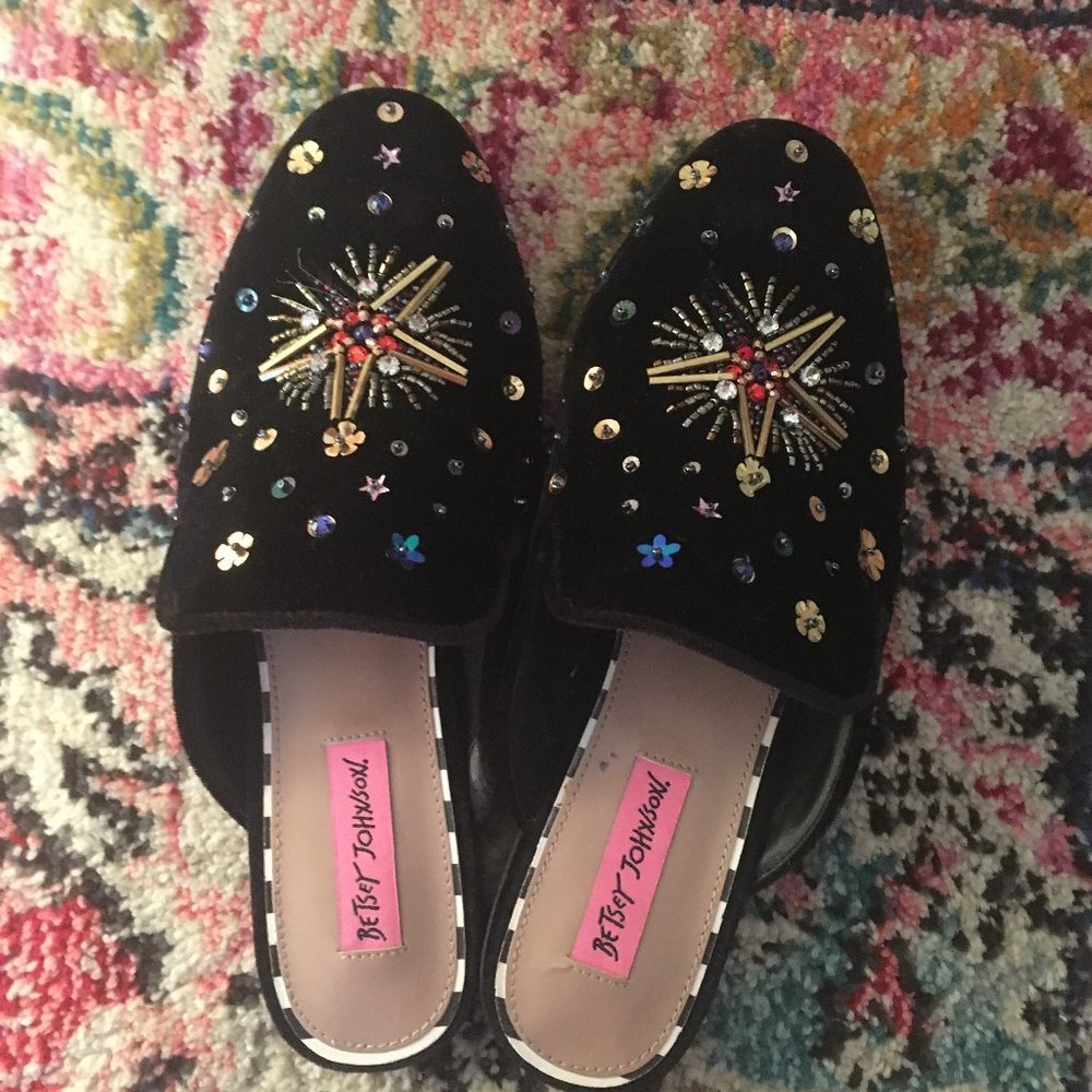 Betsey Johnson Velvet Embroidered Loafer